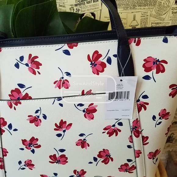 Kate Spade NWT Cara Garden Toss Large Tote Floral White Spring Summer Red pink - Picture 9 of 12